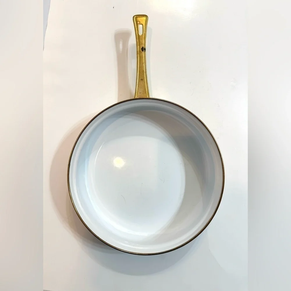 VTG NOS Enamel Fry Pan Fruit and Vegetable Motif Skillet 1970s Cookware